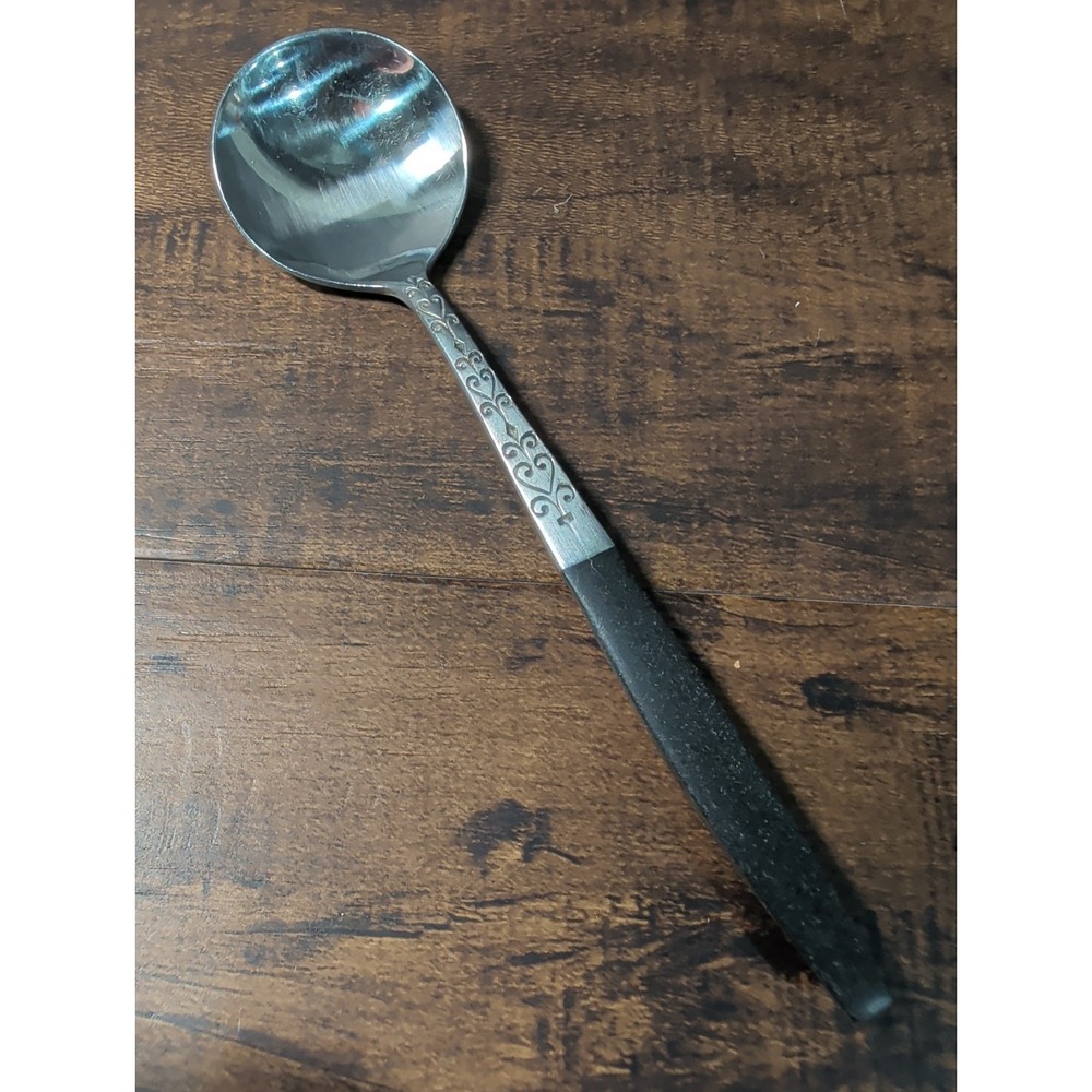 Interpur INR2 Black Handle Single Sugar‎ Spoon 6 3/8" Japan Stainless Flatware